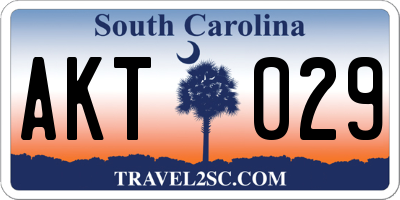 SC license plate AKT029