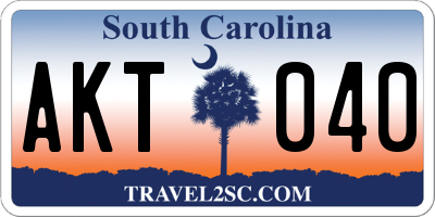 SC license plate AKT040