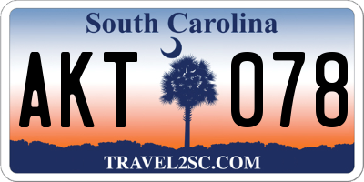 SC license plate AKT078