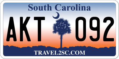 SC license plate AKT092
