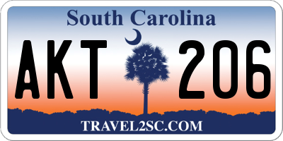 SC license plate AKT206