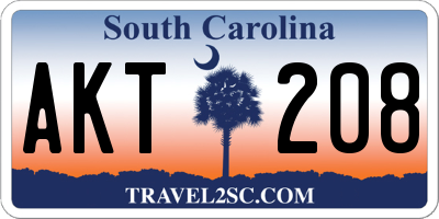 SC license plate AKT208