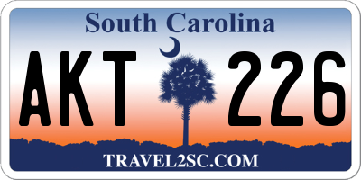 SC license plate AKT226