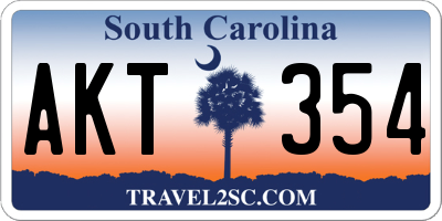 SC license plate AKT354