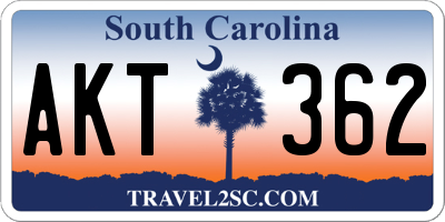 SC license plate AKT362