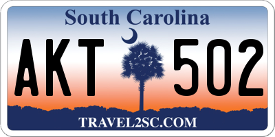 SC license plate AKT502