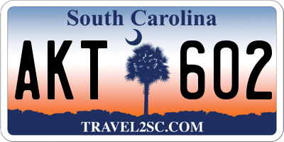 SC license plate AKT602