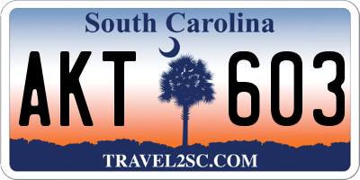SC license plate AKT603