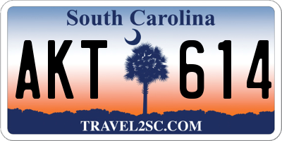 SC license plate AKT614