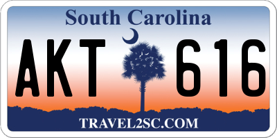 SC license plate AKT616
