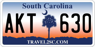 SC license plate AKT630