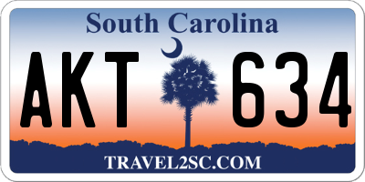 SC license plate AKT634
