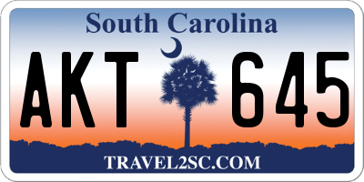 SC license plate AKT645