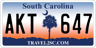 SC license plate AKT647