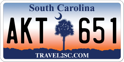 SC license plate AKT651