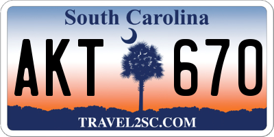 SC license plate AKT670