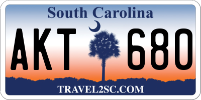 SC license plate AKT680