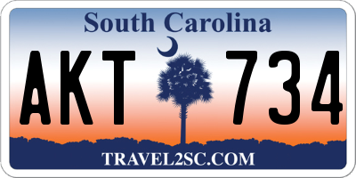 SC license plate AKT734