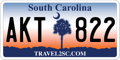 SC license plate AKT822