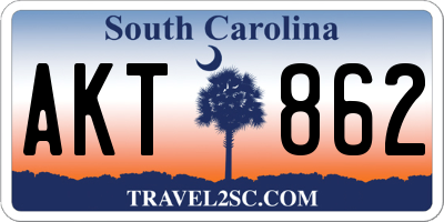 SC license plate AKT862