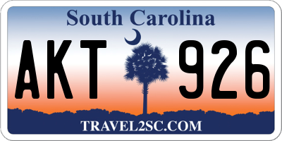 SC license plate AKT926