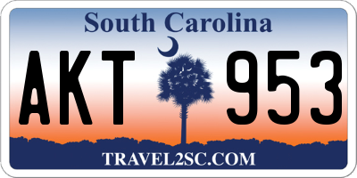 SC license plate AKT953