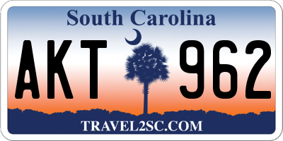 SC license plate AKT962