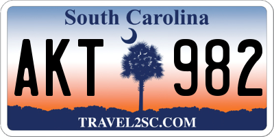 SC license plate AKT982