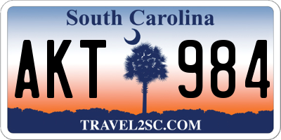 SC license plate AKT984