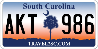 SC license plate AKT986