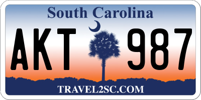 SC license plate AKT987