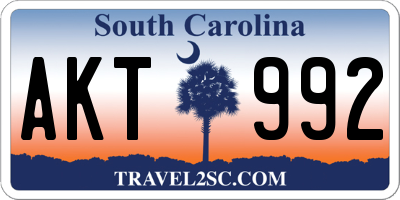 SC license plate AKT992