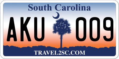 SC license plate AKU009