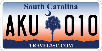 SC license plate AKU010