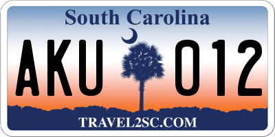 SC license plate AKU012