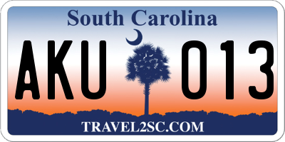 SC license plate AKU013