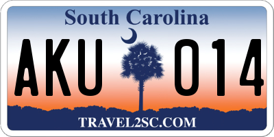 SC license plate AKU014
