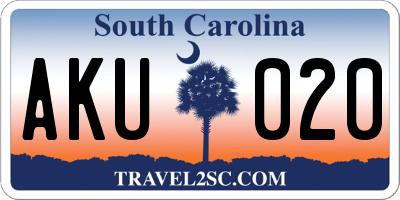 SC license plate AKU020