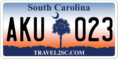 SC license plate AKU023