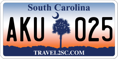 SC license plate AKU025