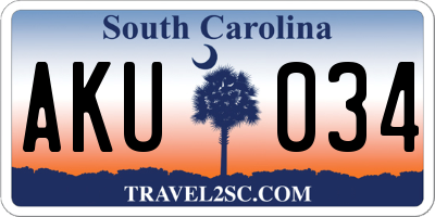 SC license plate AKU034