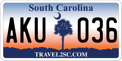 SC license plate AKU036