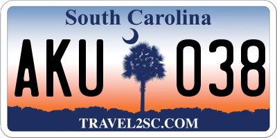 SC license plate AKU038