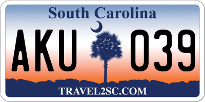 SC license plate AKU039