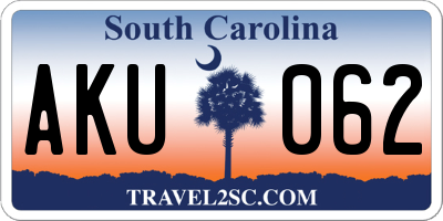 SC license plate AKU062