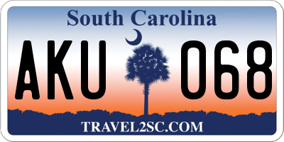 SC license plate AKU068