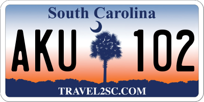 SC license plate AKU102