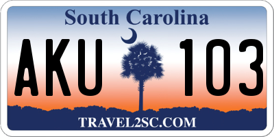 SC license plate AKU103