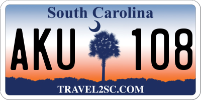 SC license plate AKU108