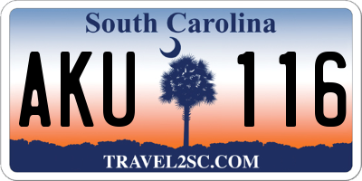 SC license plate AKU116
